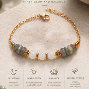 SELENE
For intuition, inner glow & balance.       
A meaningful piece crafted with natural Labradorite & Moonstone — created to remind you to trust your intuition, embrace balance, and carry your inner light with you.