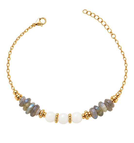 SELENE
For intuition, inner glow & balance.       
A meaningful piece crafted with natural Labradorite & Moonstone — created to remind you to trust your intuition, embrace balance, and carry your inner light with you.